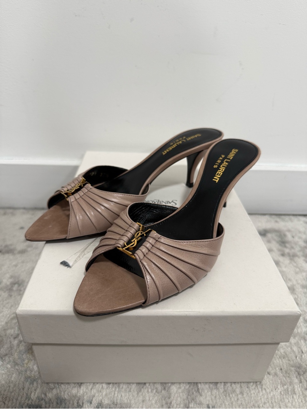 Saint Laurent Babylone 60 Mules Nude - Brand New - Size 37.5 EU / 7.5 US